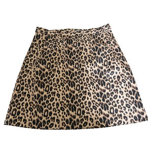 Joe Fresh Style Skirt Size 10 Brown Leopard Print Cotton-Blend Summer/Fall